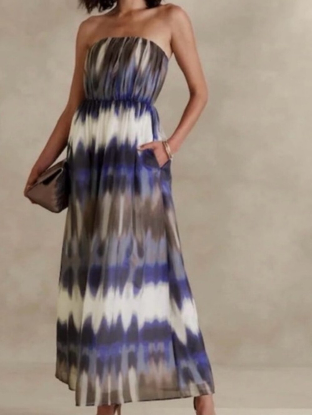 Banana Republic Blue Ombre Strapless Maxi Dress